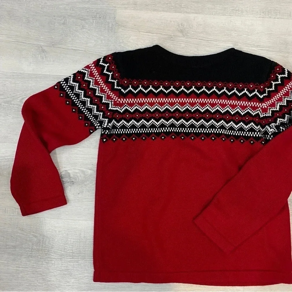 Vintage Eddie Bauer Unisex Fairisle 100% Wool Knit Pullover Sweater Men's Small